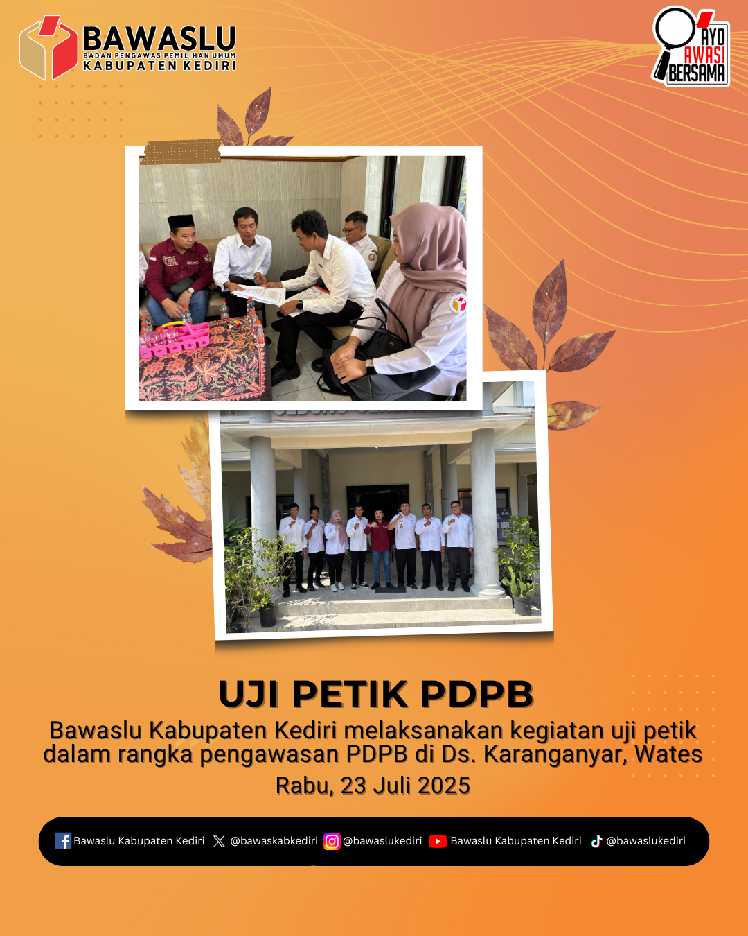 Uji petik Pengawasan Pemutakhiran DPB