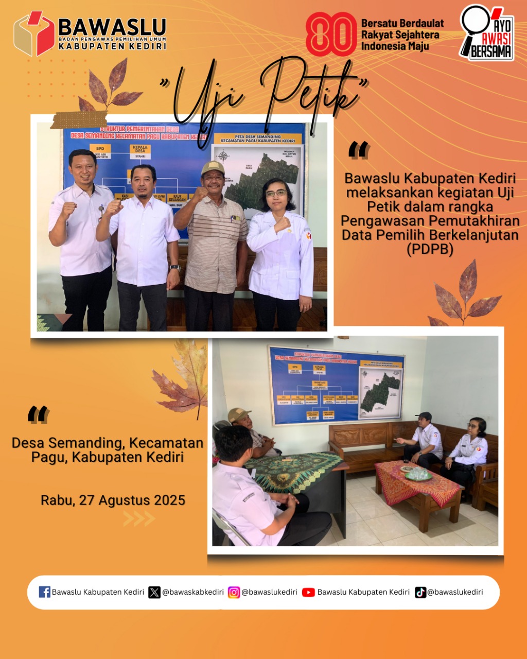 Uji Petik Bawaslu Kabupaten Kediri 27 Agustus 2025