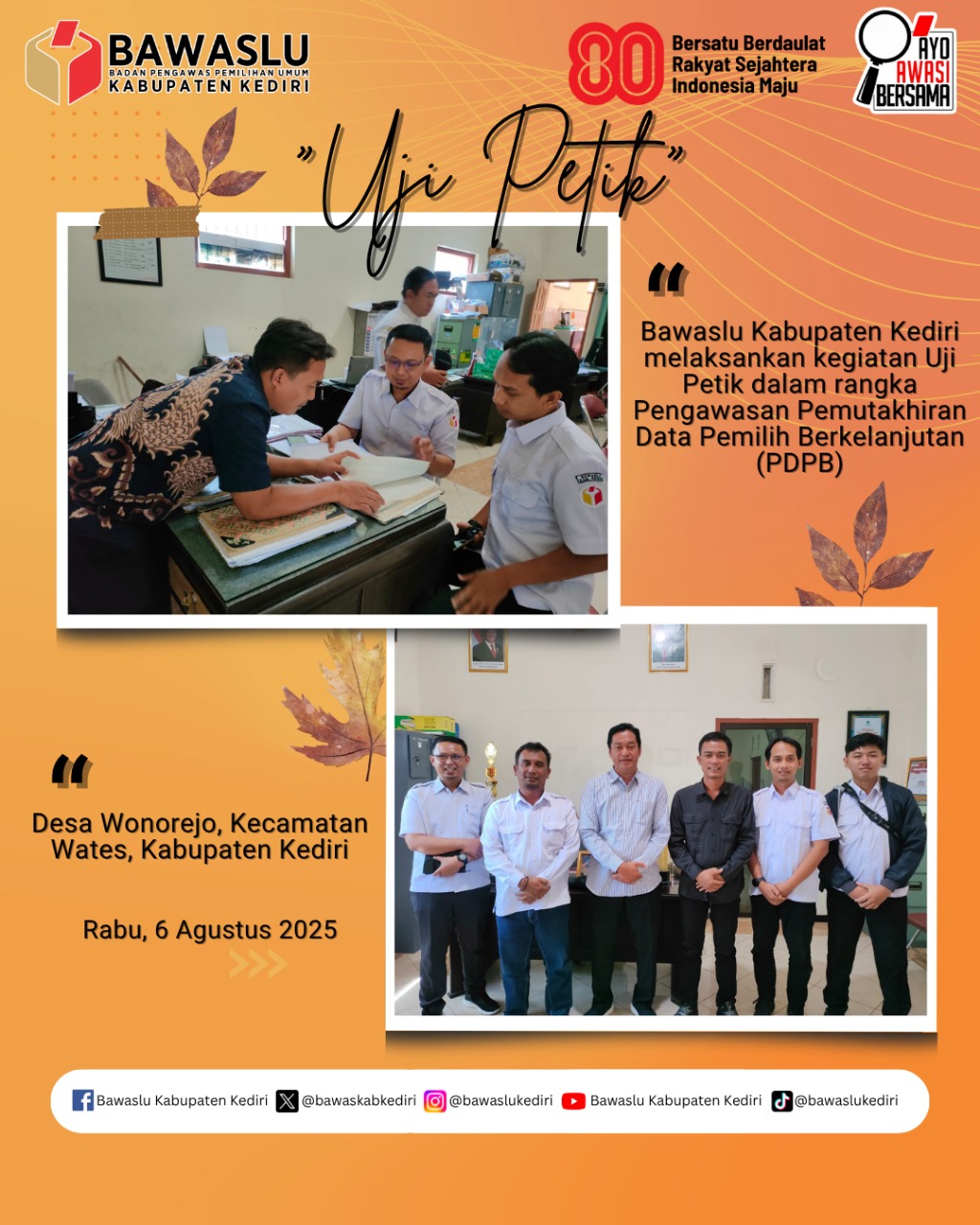 Uji Petik Pengawasan Pemutakhiran data Pemilih Berkelanjutan