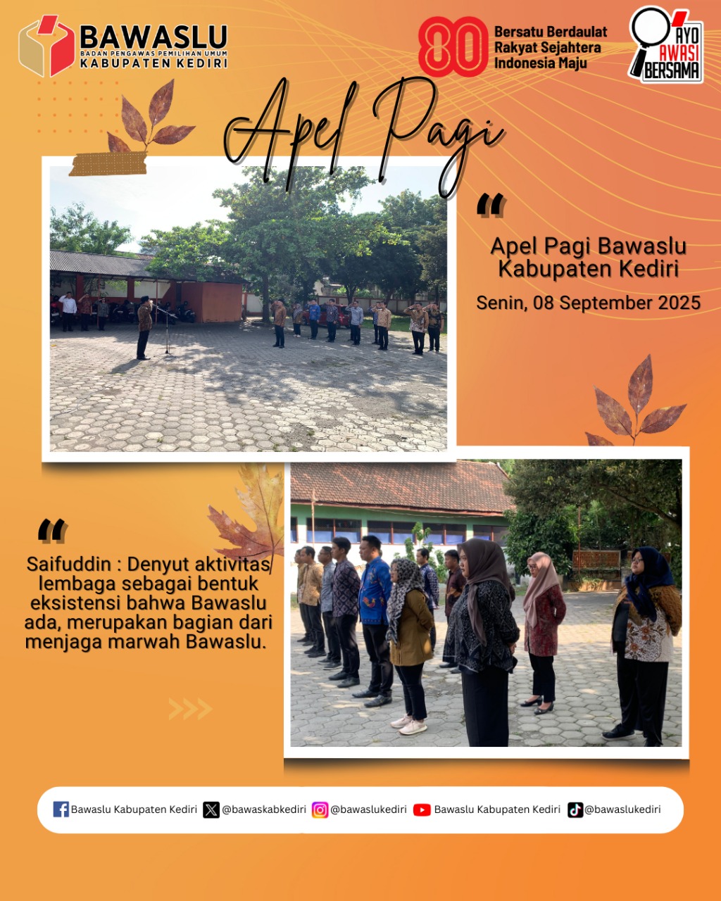Apel Pagi Bawaslu Kabupaten Kediri 