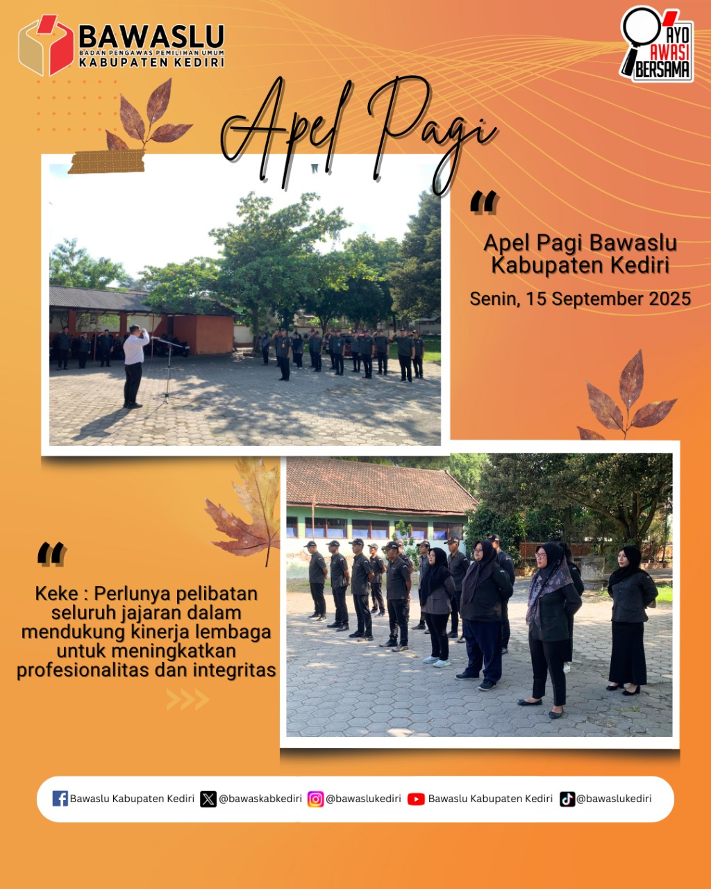 Apel Pagi Bawaslu Kabupaten Kediri 