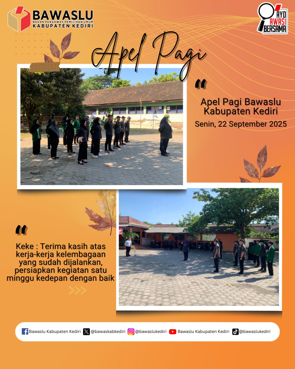 Apel Pagi Bawaslu Kabupaten Kediri