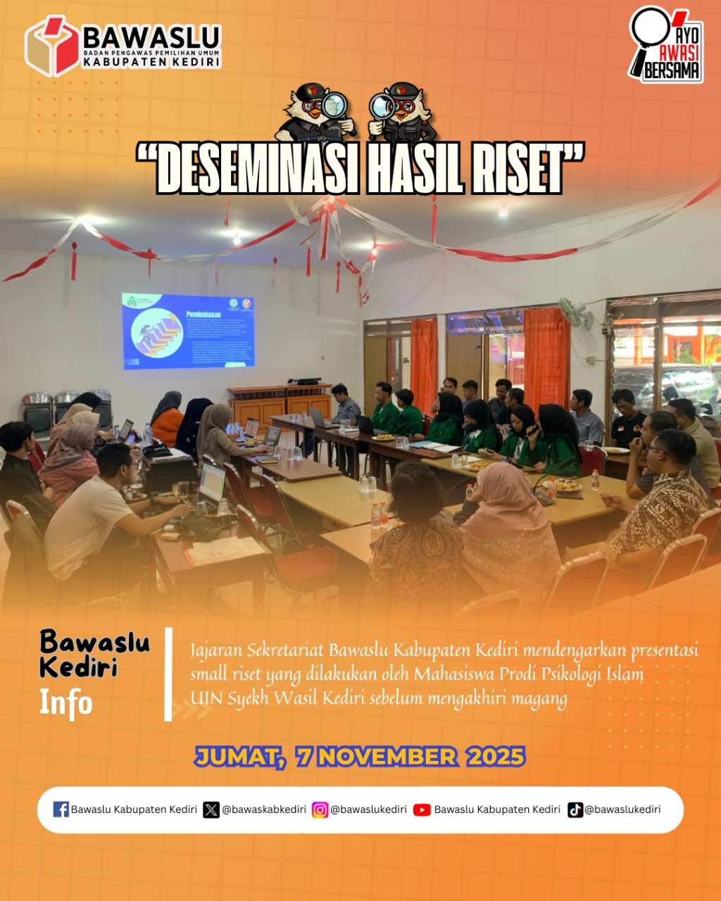 Deseminasi Hasil Riset Mahasiswa Magang UIN SW Kediri