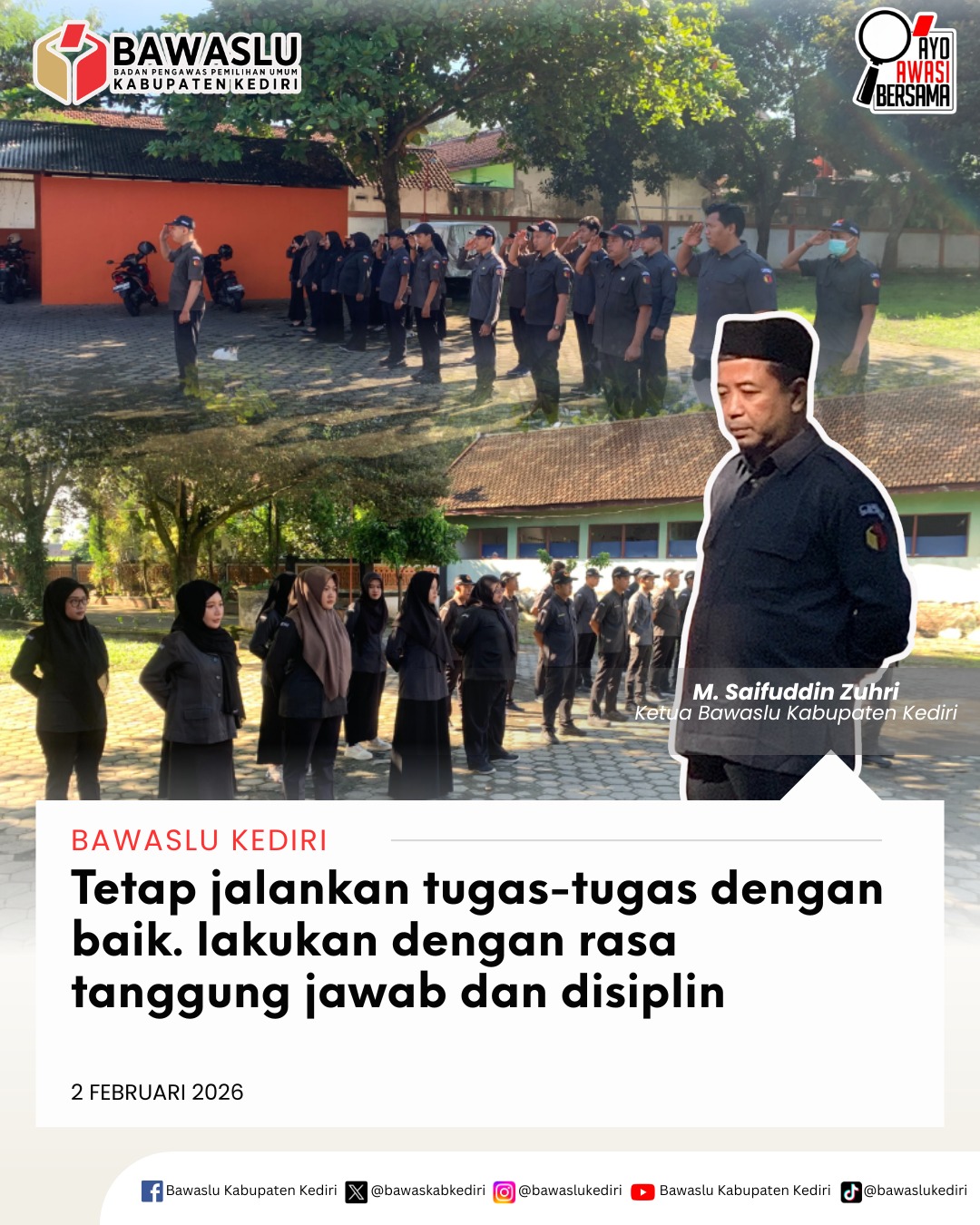 Apel pagi Bawaslu Kabupaten Kediri 2 Februari 2026