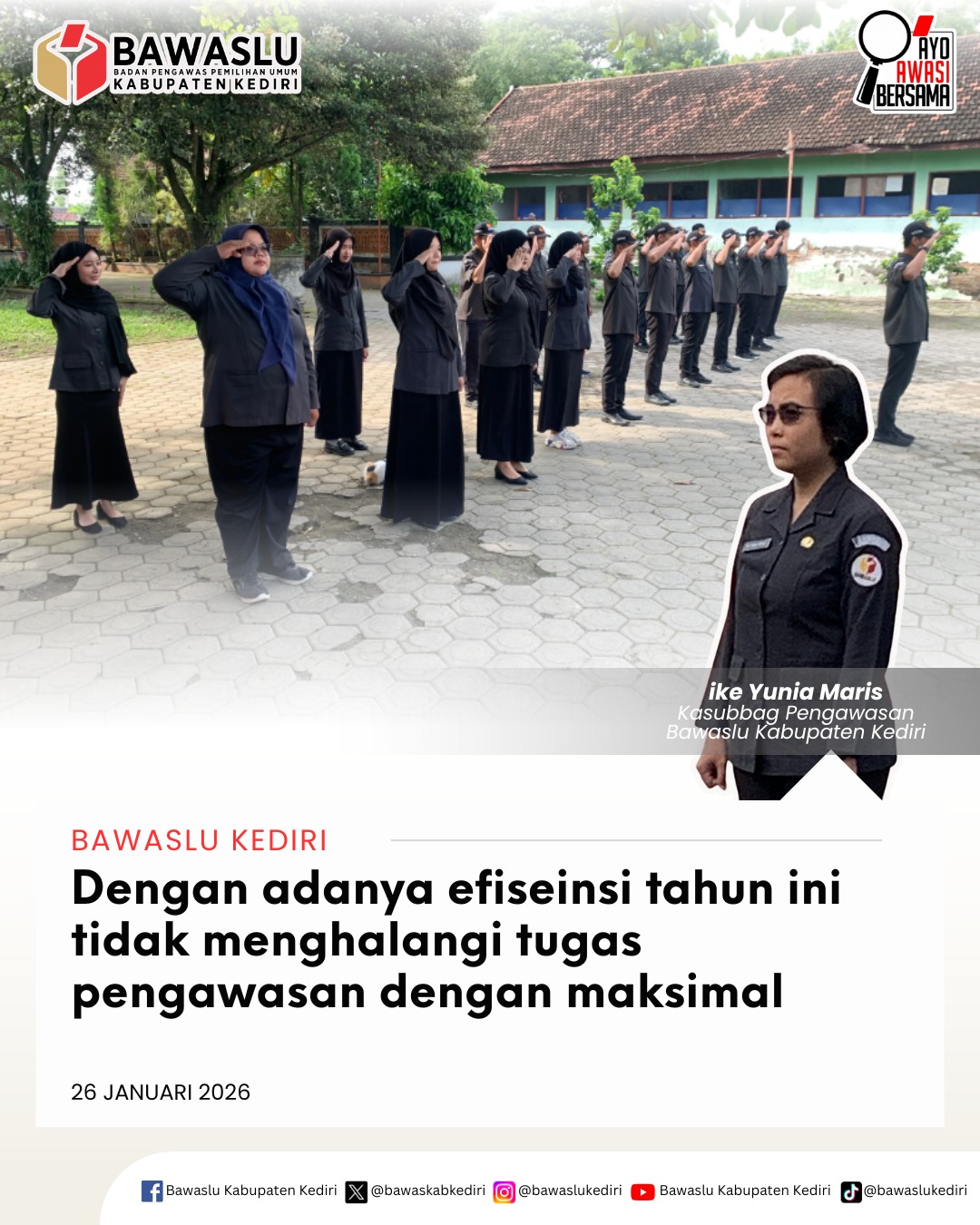 Apel pagi Bawaslu Kabupaten Kediri 26 Januari 2026