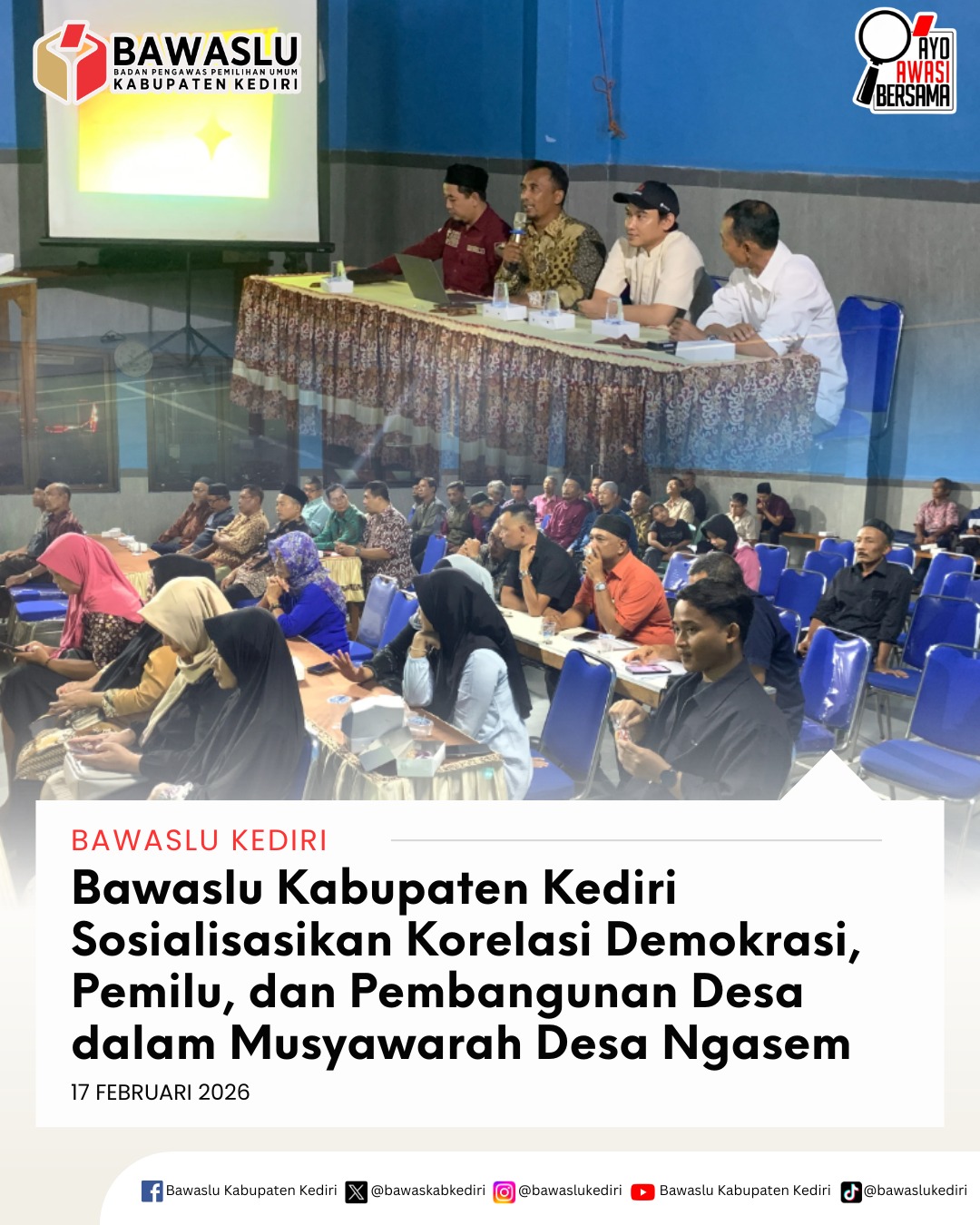 Sosialisasi Bawaslu Kabupaten Kediri di desa Ngasem