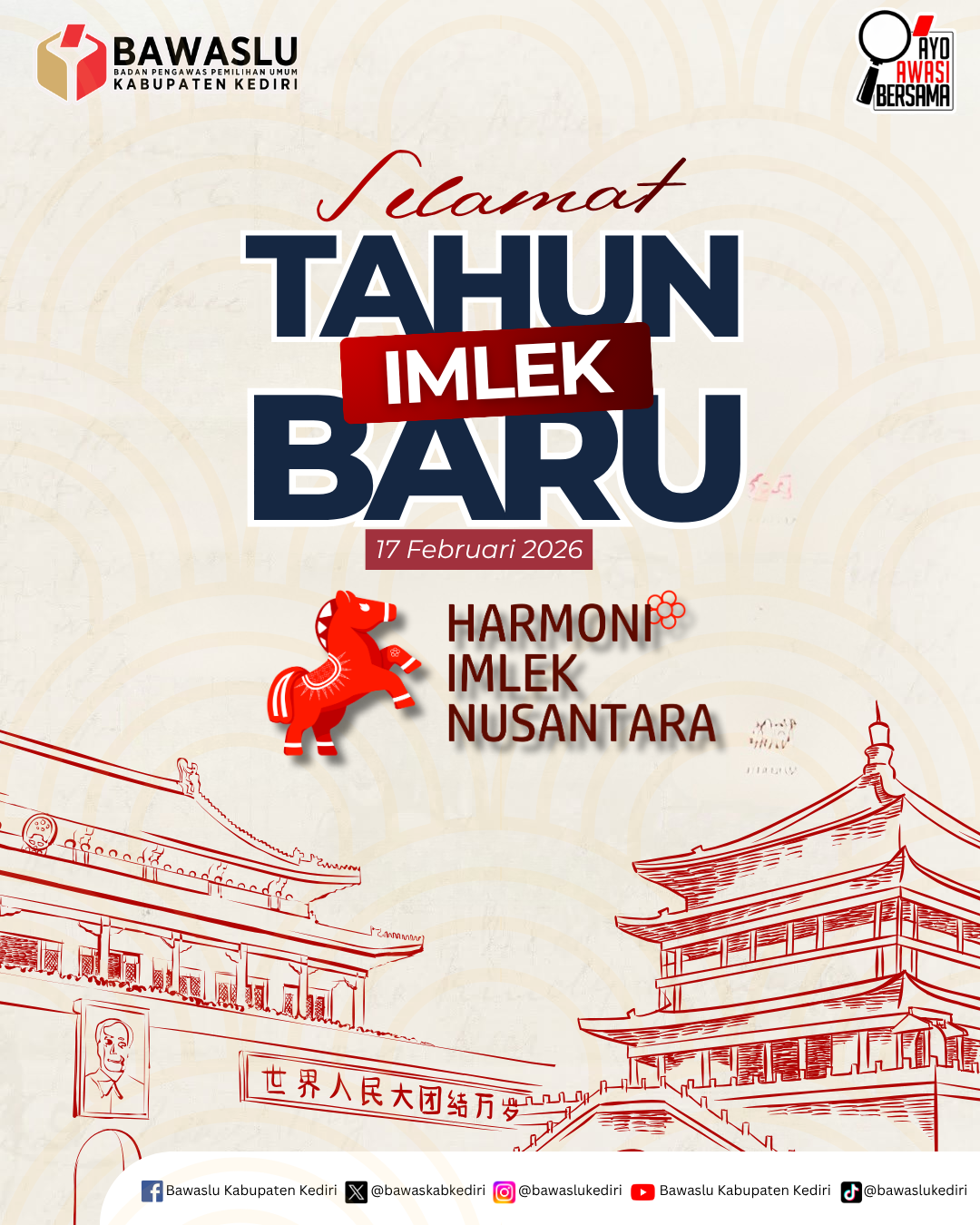 Ucapan Imlek Bawaslu Kabupaten Kediri 