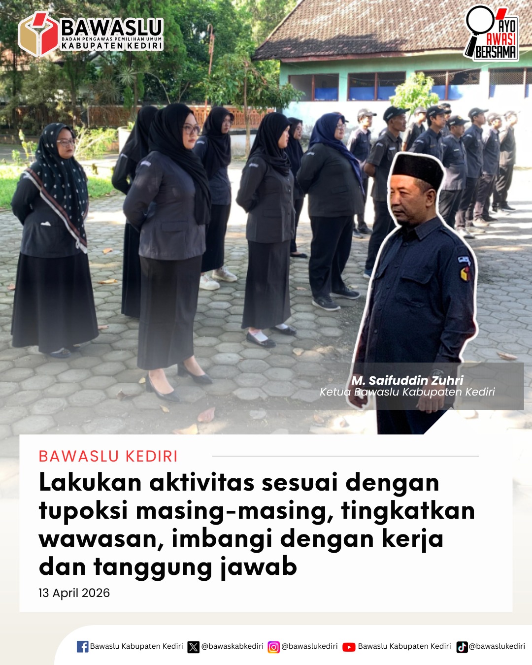 Apel Pagi Bawaslu Kabupaten Kediri 13 April 2026