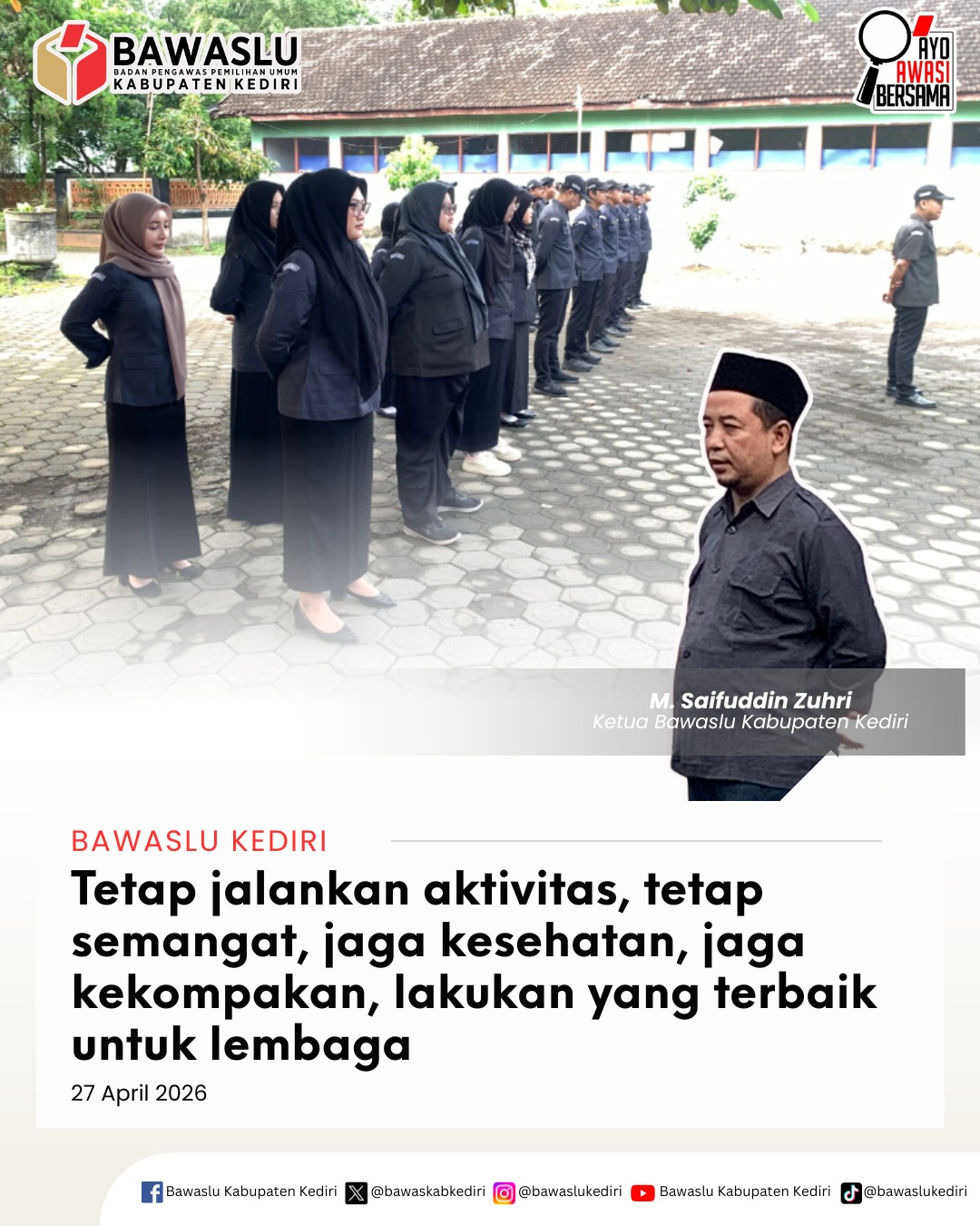 Apel Pagi Bawaslu Kabupaten Kediri 27 April 2026
