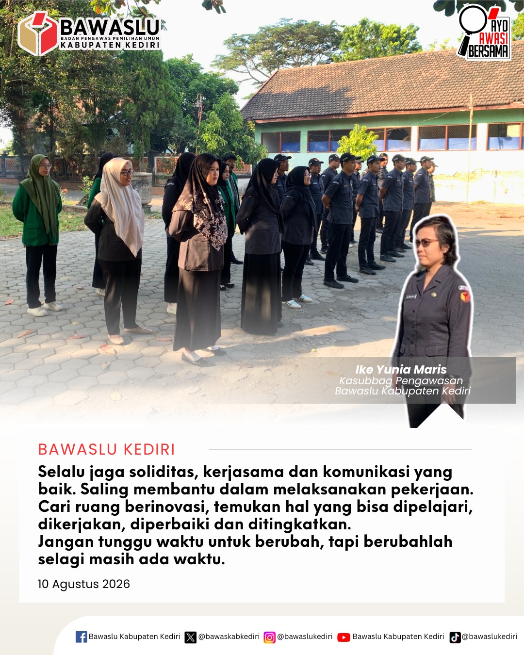 Apel Pagi Bawaslu Kabupaten Kediri 10 Agustus 2026