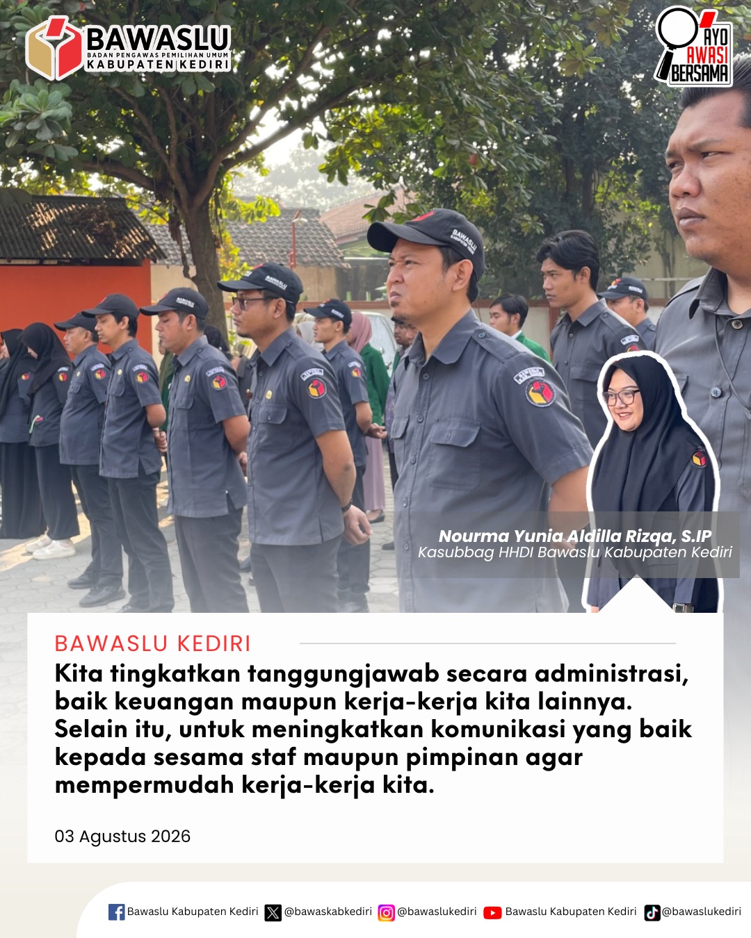 Apel Pagi Bawaslu Kabupaten Kediri 3 Agustus 2026