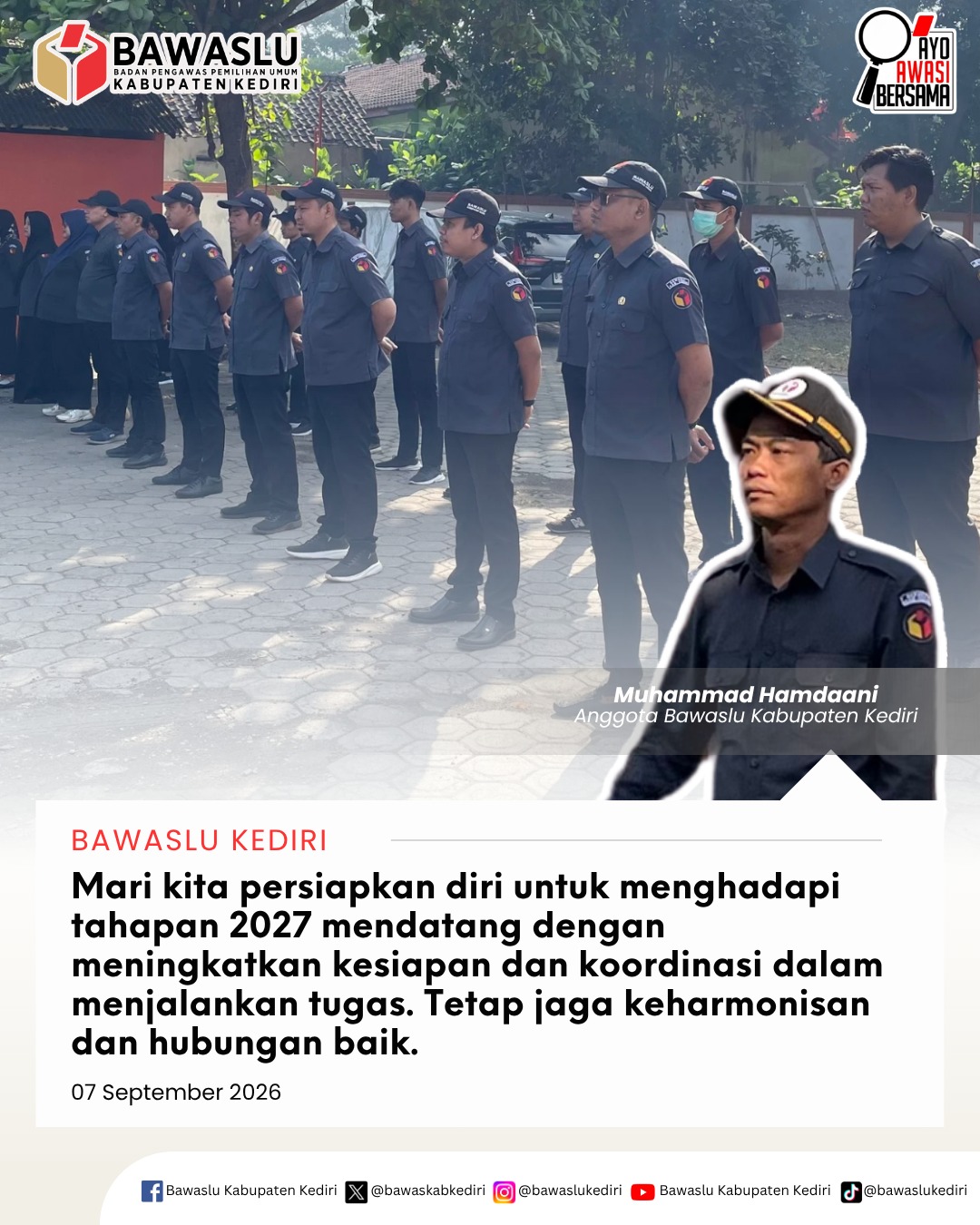 Apel Pagi Bawaslu Kabupaten Kediri 7 September 2026