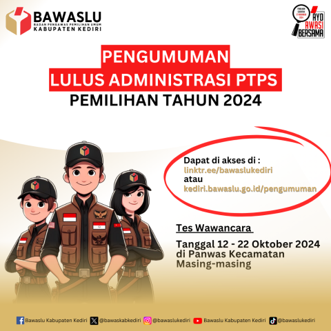 Pengumuman Lulus Administrasi PTPS Pemilihan 2024
